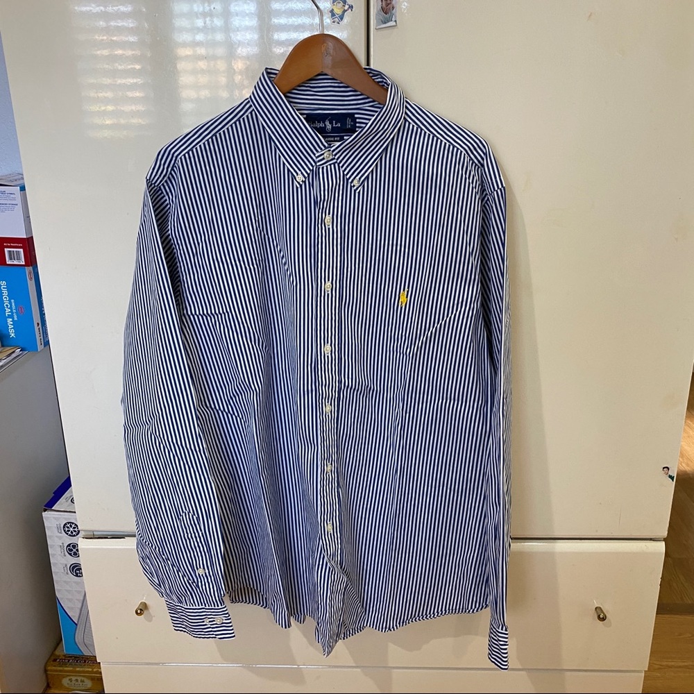 Blue and white striped Ralph Lauren shirt